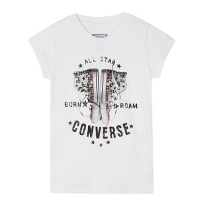 Converse Girls' white short sleeve t-shirt